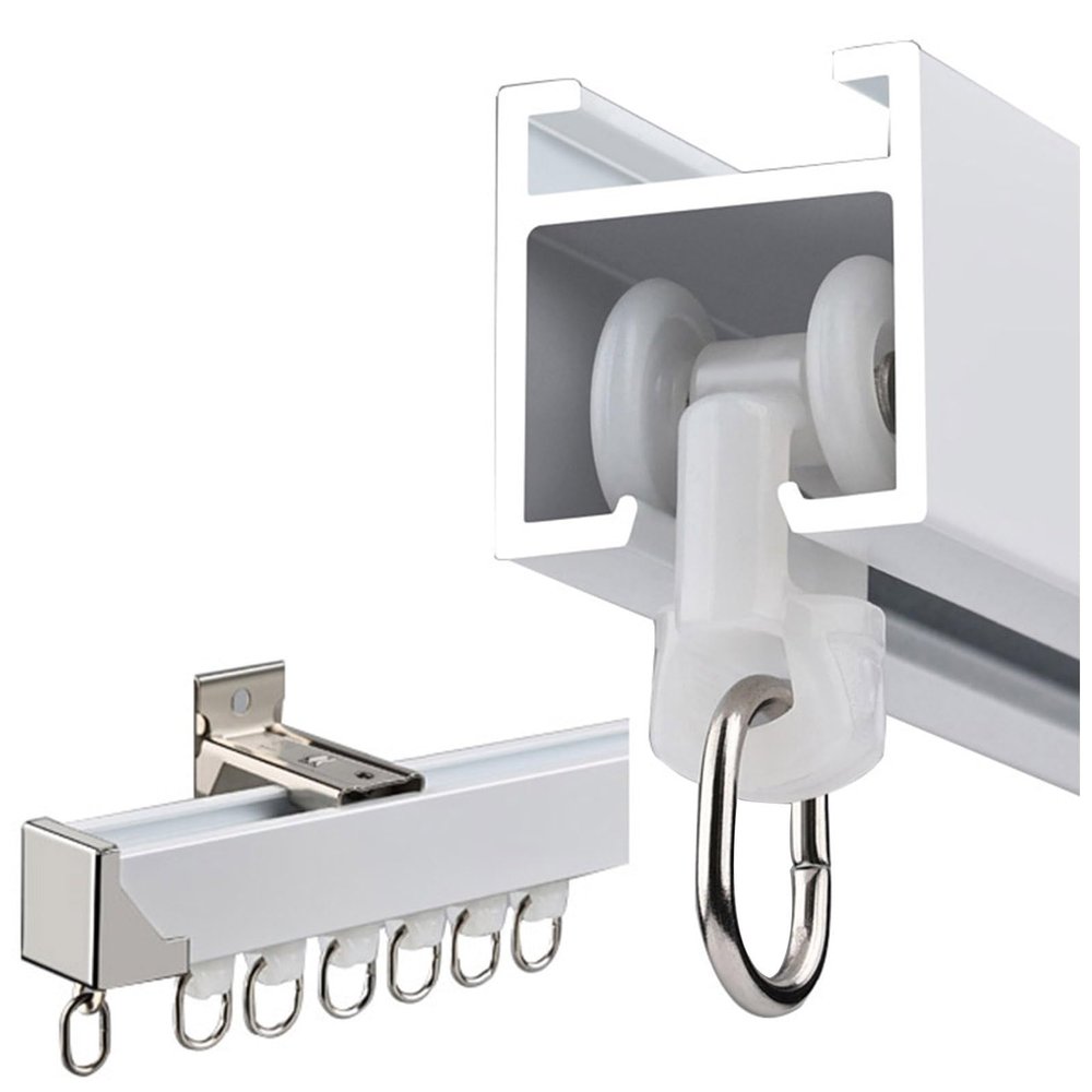 DPAOZPO Ceiling or Wall-Mount Curtain Track, Aluminum, 500 cm/16.4 ft, 4 × 125 cm