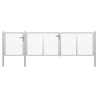 TEKEET Gates Steel Garden Gate 400 x 100 cm, Silver Hardware