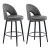 Bar Stools, 62 cm Counter Height, Swivel, Set of 2, Nappa Leather, Black Metal Legs view 1