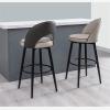 Bar Stools, 62 cm Counter Height, Swivel, Set of 2, Nappa Leather, Black Metal Legs view 3