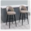 Bar Stools, 62 cm Counter Height, Swivel, Set of 2, Nappa Leather, Black Metal Legs view 4