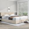 Becag Upholstered Bed 180 x 200 cm with Storage, Hydraulic Lift, Slatted Base, Velvet Beige view 2