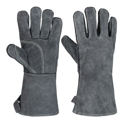 DAQIANG 932 Bite-Resistant Leather Gloves, 2-Layer, Heat-Resistant, Gray