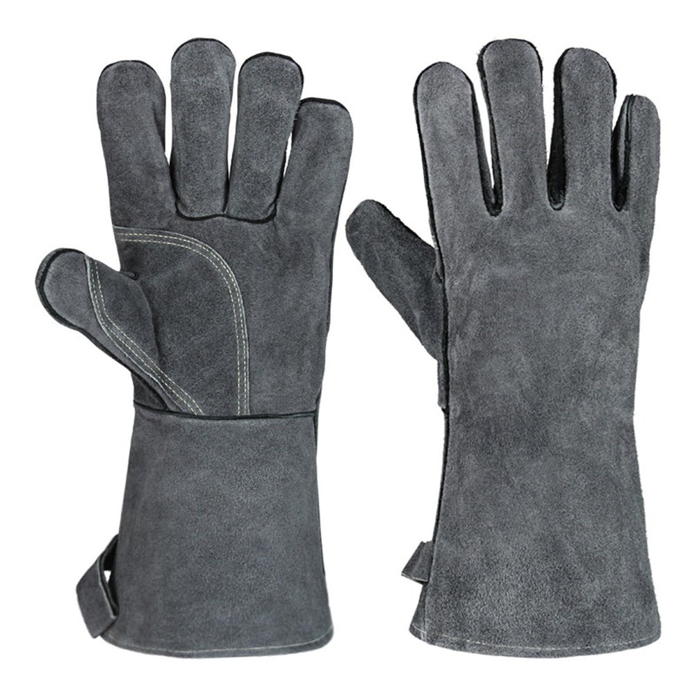 DAQIANG 932 Bite-Resistant Leather Gloves, 2-Layer, Heat-Resistant, Gray