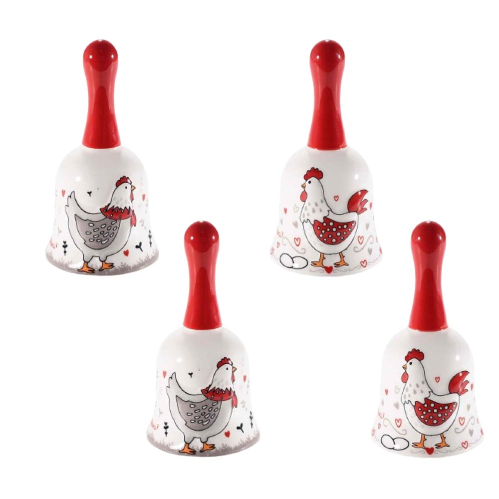 Gruppo Maruccia Ceramic Easter Bells with Raised Chickens, 6-Piece Set