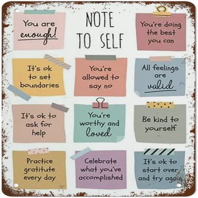 Funny Vintage Metal Sign: Notice to Self—You Are Enough