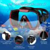Adult Snorkel Set with Anti-Leak, Anti-Fog Tempered Glass Panoramic Mask, Dry Snorkel and Carrying Bag, Red view 2