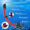 Adult Snorkel Set with Anti-Leak, Anti-Fog Tempered Glass Panoramic Mask, Dry Snorkel and Carrying Bag, Red view 4