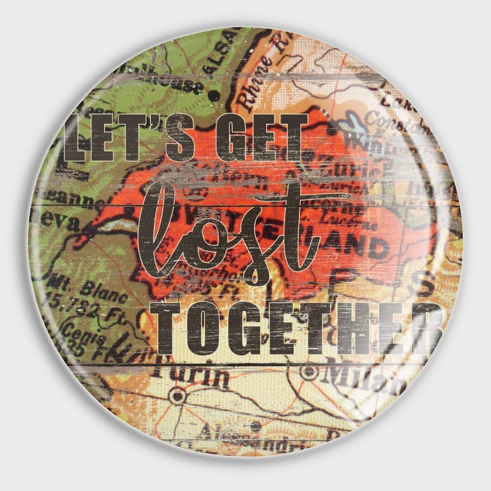 luckluccy Let's Get Lost Together Glass Refrigerator Magnets
