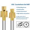 Pangyoo M3–M16 HSS Countersink End Mill, TiN-Coated 4-Flute Pilot Slot Cutter (M5) view 3