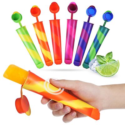Cabilock Reusable Silicone Popsicle Molds with Lids, 12-Piece Ice Pop Mold Set