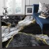 Black and Gold Marble Area Rug, Soft Nonslip, 80 x 150 cm view 1