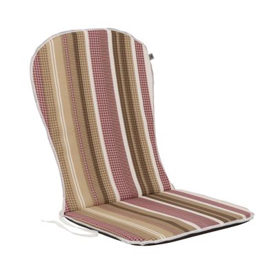 PATIO Low-Back Chair Cushion 89 x 44 cm, Brown Striped Reversible Cushion with Ties