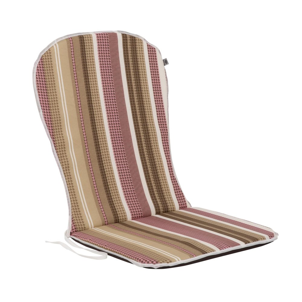 PATIO Low-Back Chair Cushion 89 x 44 cm, Brown Striped Reversible Cushion with Ties