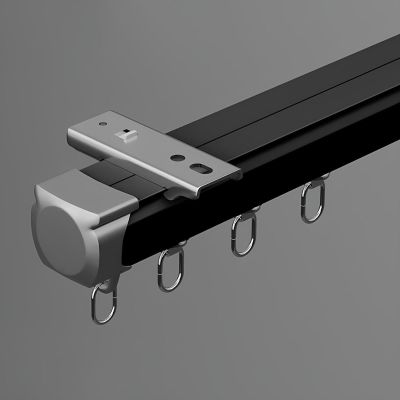 70–600 cm Heavy-Duty Curtain Track, 2 mm Aluminum, Wall/Ceiling Mount (Black, Ceiling, 0.7 m)