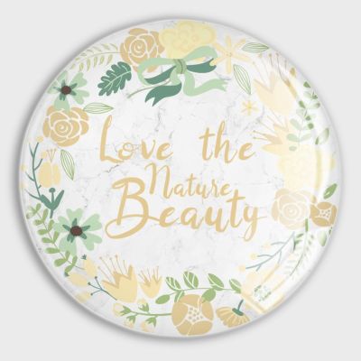 luckluccy Glass Refrigerator Magnets with “Love The Nature Beauty” Quote, Yellow Floral Wreath, 4-Pack