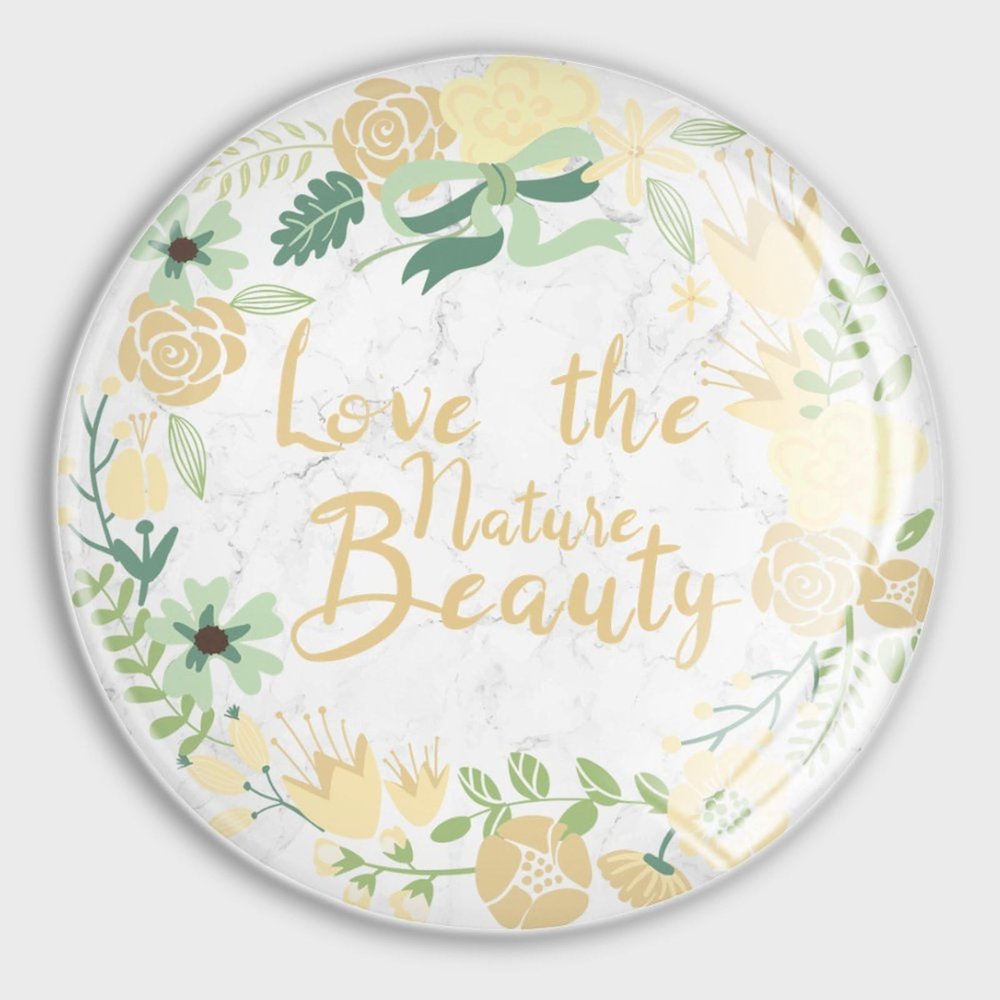 luckluccy Glass Refrigerator Magnets with “Love The Nature Beauty” Quote, Yellow Floral Wreath, 4-Pack
