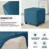 Square Ottoman Cover, Stretch Velvet Slipcover, Color #10, 35 x 35 cm / 14 in view 4