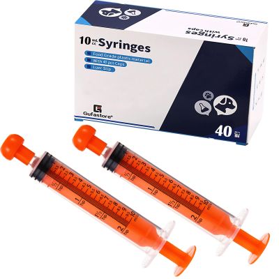 Gufastoe 40-Pack 10 mL Syringes with Caps for Industrial Use or Animal Feed, Orange