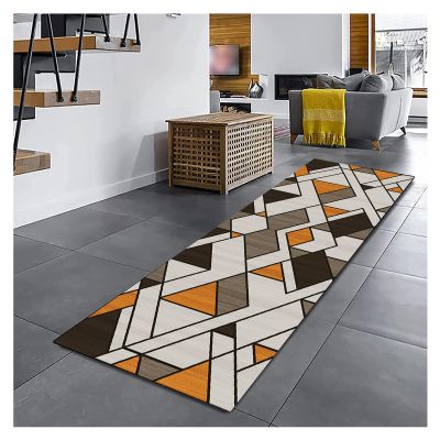 Siunwdiy Hallway Runner Rug 60 x 340 cm, Non-Slip, Washable, Colorful Geometric Pattern