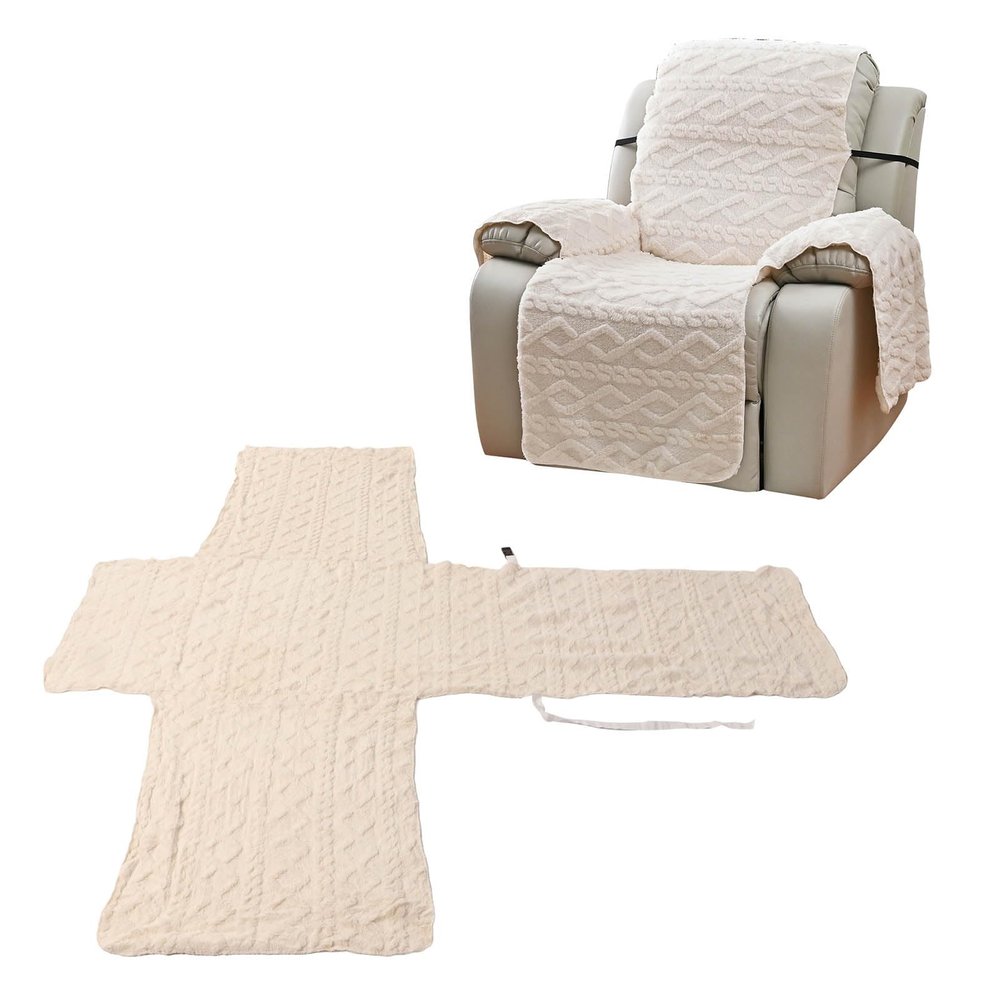 Beige T-Shaped Recliner Cover for Single Sofas and Chaise Lounges