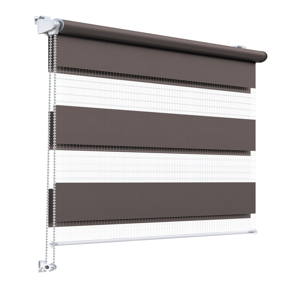 Stylo Day & Night Roller Blind, No Drilling, Universal Mechanism, Easy Installation, Semi-Transparent Blackout Blind, 65 x 220 cm, Mocha