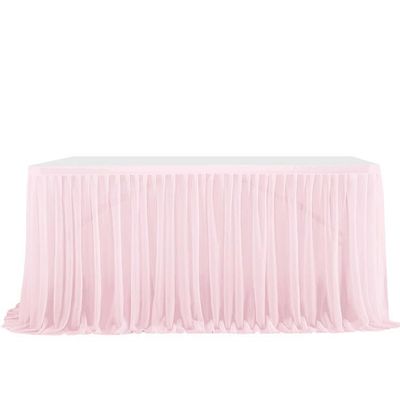 CEMELI 4–9 ft x 77 cm 1-Layer White and Green Mesh Fluffy Tutu Tulle Chiffon Table Skirt