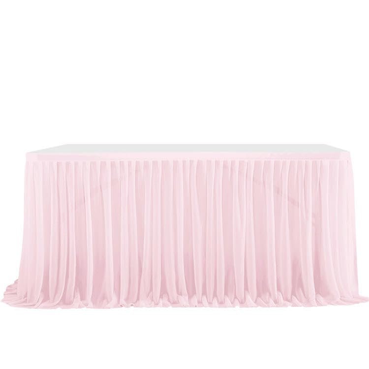 CEMELI 4–9 ft x 77 cm 1-Layer White and Green Mesh Fluffy Tutu Tulle Chiffon Table Skirt