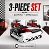 AILONEN Red Race Car Bed Set for Double Bed, Black-and-White Checkered Extreme Sports Theme, Soft and Breathable, 1 Comforter and 2 Pillowcases view 3