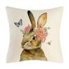 Happy Easter Linen Pillow Cover with Bunny, Flower, Chick and Egg, 45 x 45 cm-22 view 1