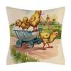 Happy Easter Linen Pillow Cover with Bunny, Flower, Chick and Egg, 45 x 45 cm-22 view 2