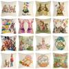 Happy Easter Linen Pillow Cover with Bunny, Flower, Chick and Egg, 45 x 45 cm-22 view 3