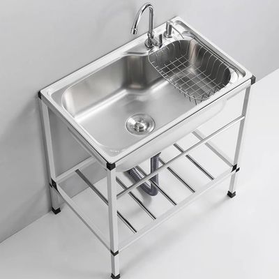 EMENAR Stainless Steel Utility Sink with Faucet, Freestanding, Hot + Cold