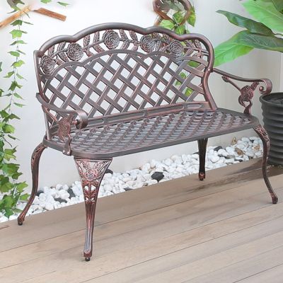 GAMAK Metal Garden Bench, 3-Seat, Red Copper