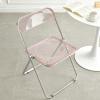 BIWKONI Modern Transparent Acrylic Folding Chair with Metal Frame and Backrest, Pink view 1