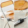 BIWKONI Modern Transparent Acrylic Folding Chair with Metal Frame and Backrest, Pink view 2