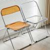 BIWKONI Modern Transparent Acrylic Folding Chair with Metal Frame and Backrest, Pink view 4