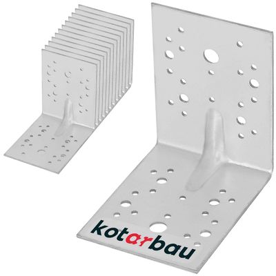 KOTARBAU Angle Connectors 130 x 130 x 100 mm, Ribbed Metal, 12-Pack