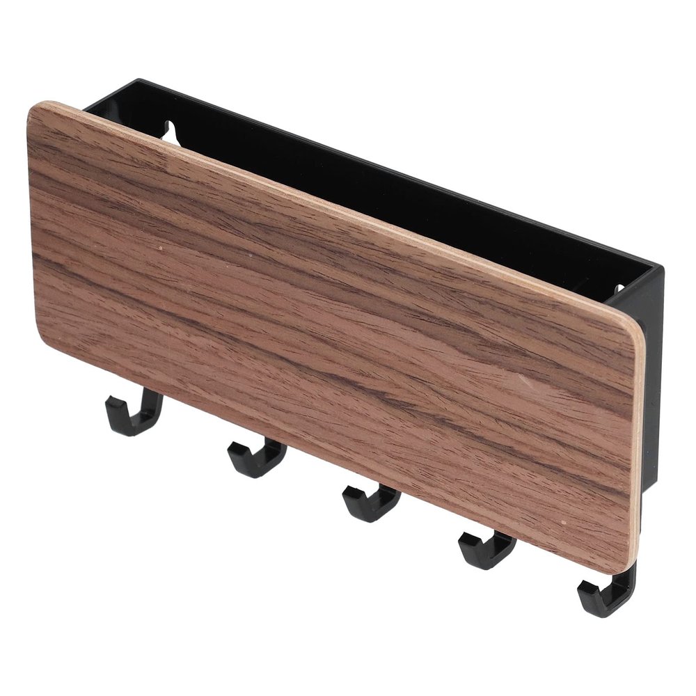 Qcwwy Wall-Mounted Key Holder with Mail Holder, 18.3 x 9.4 cm, Elegant and Practical, for Living Room, Study, and Office (BROWN)