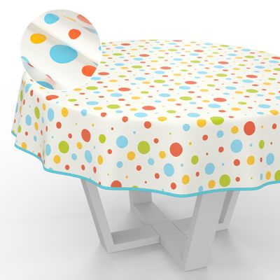 ANRO Washable Oilcloth Tablecloth, Round, 100 cm, Hemmed, for Indoor & Outdoor Use