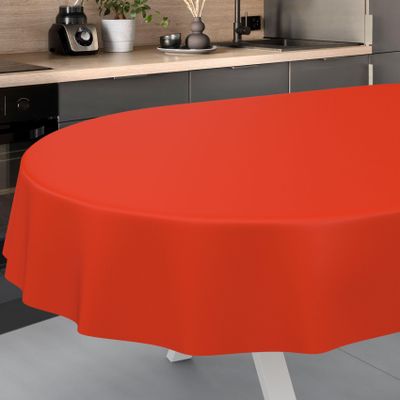 ANRO Red Oval Oilcloth Tablecloth 180 x 140 cm
