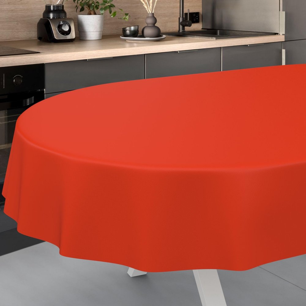 ANRO Red Oval Oilcloth Tablecloth 180 x 140 cm