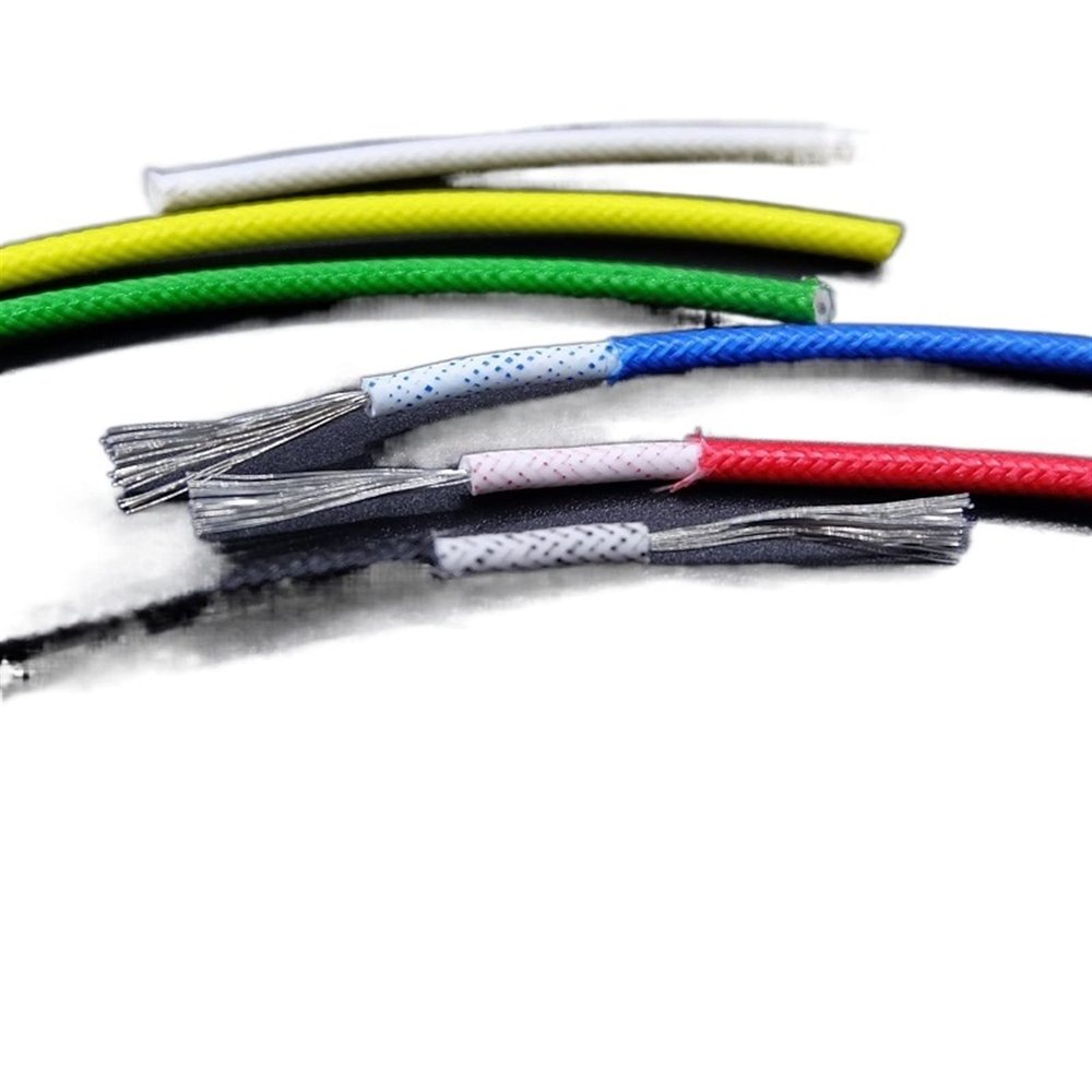 2 m High-Temperature Braided Fiberglass Silicone Copper Wire, Blue, 0.75 mm²