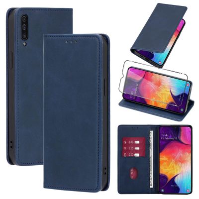 Vauki Leather Flip Case for Samsung Galaxy A50/A50s/A30s, Blue