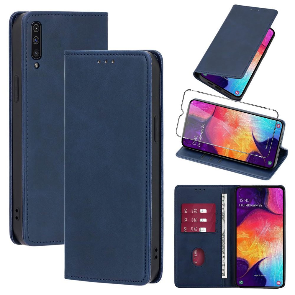 Vauki Leather Flip Case for Samsung Galaxy A50/A50s/A30s, Blue