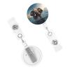 Retractable Badge Holder with 360° Rotating Alligator Clip and Key Ring, Floating African Elephant view 2