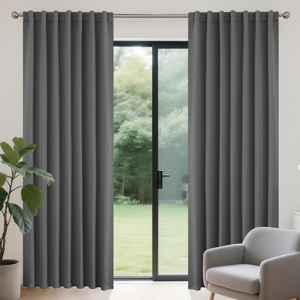 Joydeco Blackout Curtains with Hidden Tabs, Gray