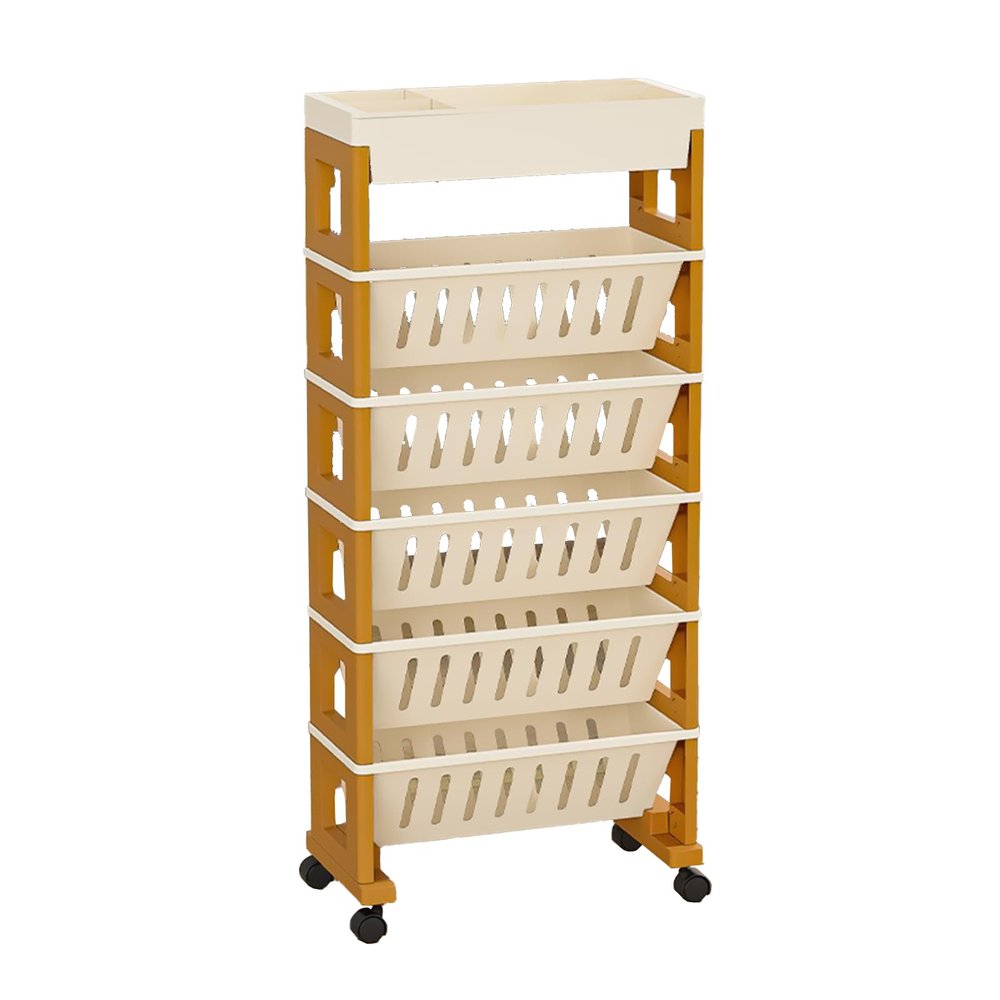 ZHDOKA Multi-Tier Rolling Office Paper Organizer, Utility Cart, Mobile Book Cart, File Storage Cabinet, Narrow Rolling Storage Cart, Movable Bookshelf (#4)