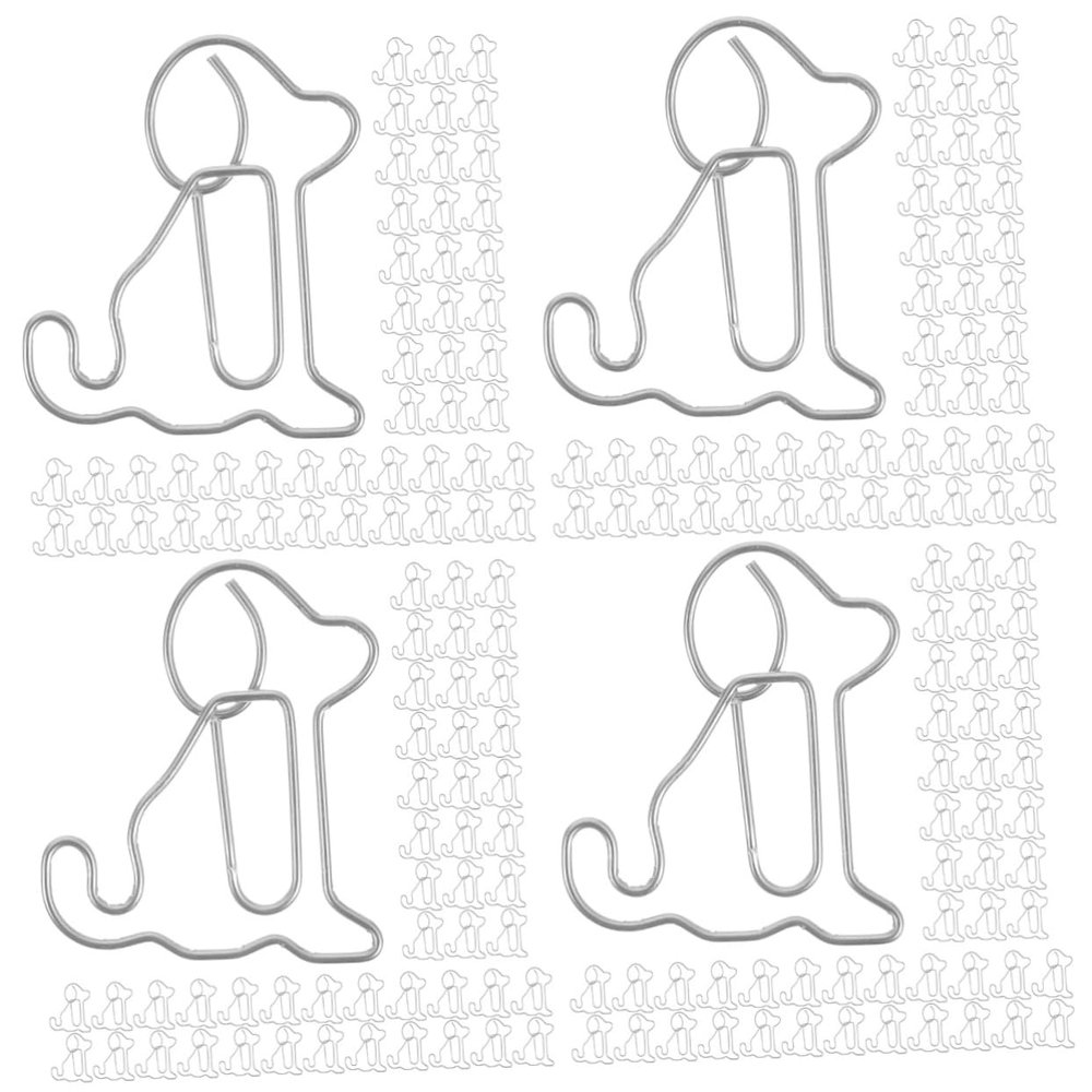 IMIKEYA 400-Piece Creative Dog-Shaped Paper Clips, Silver Clips for Notes and Documents, for Office and Home