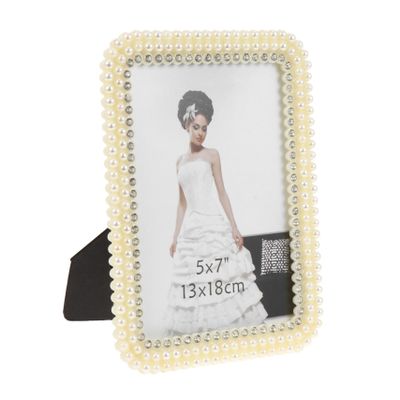 TOPBATHY Rectangular Pearl-Decorated Photo Frame for Table or Desk